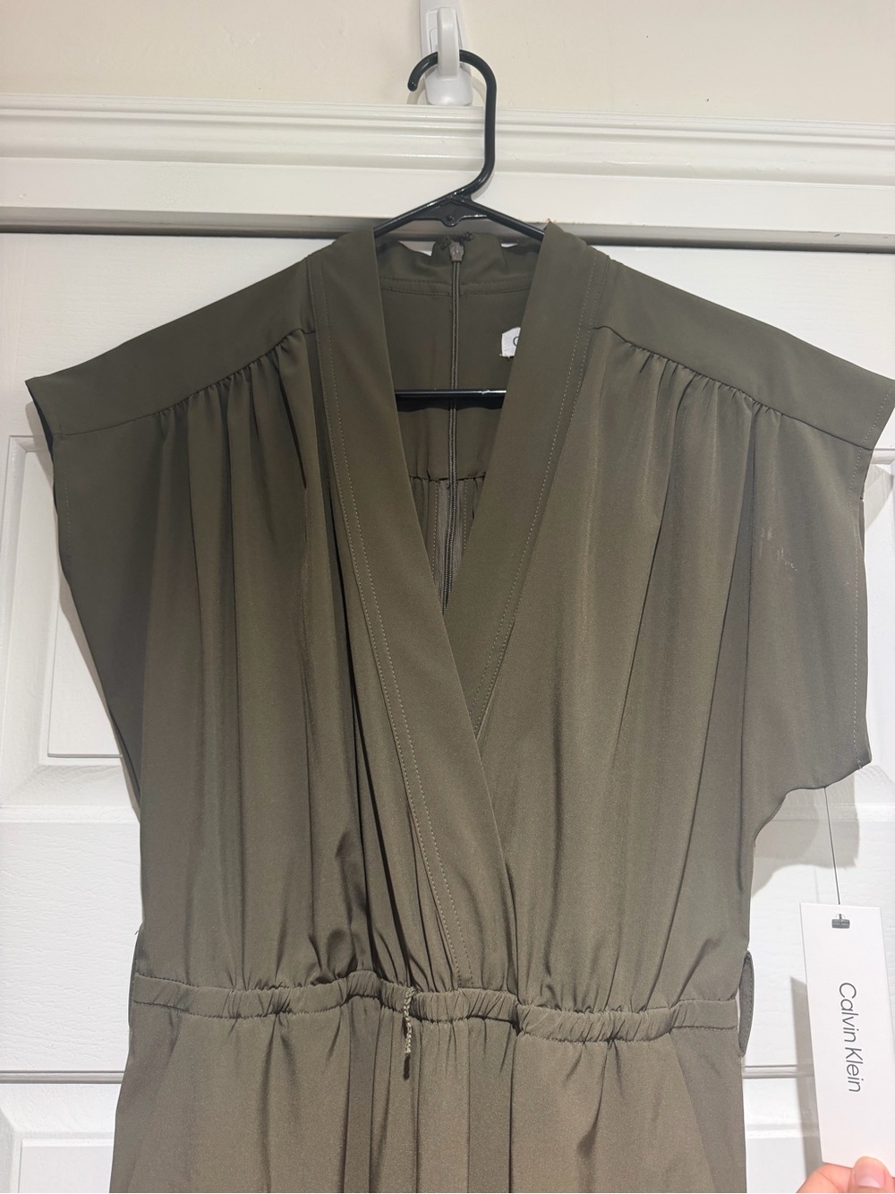 Calvin Klein Olive Wrap-Front Jumpsuit